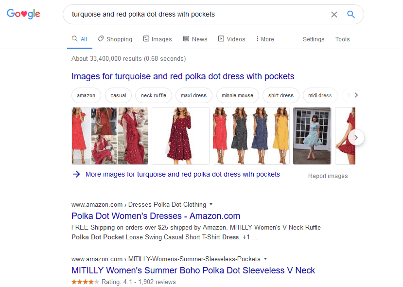 screenshot of a google search