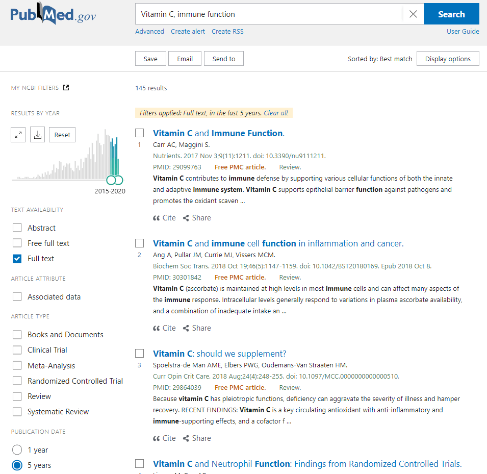 pubmed search results -- fancy comma blog