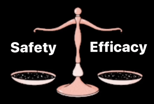 animation showing the delicate balance of safety and efficacy in fda clinical trials
