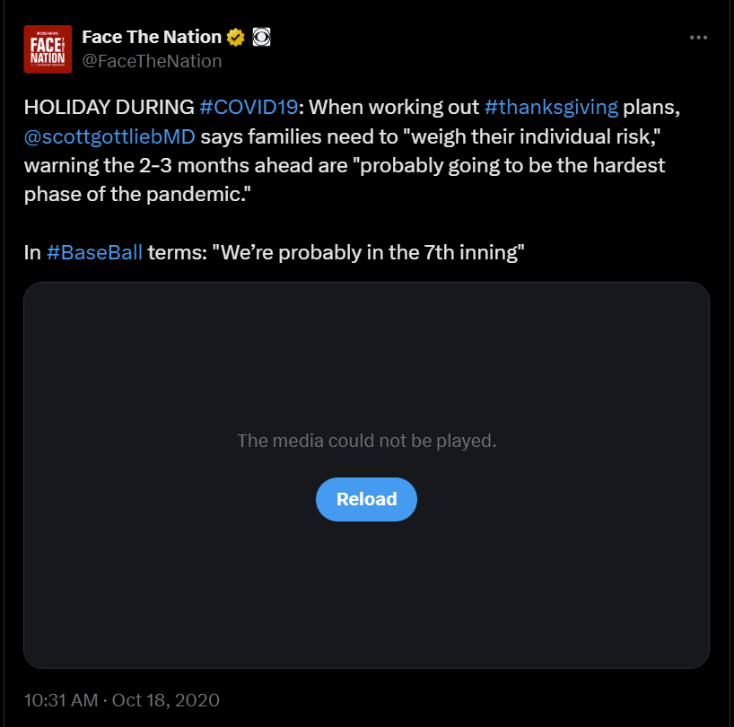 screenshot of a tweet by face the nation featuring former fda head scott gottlieb, md