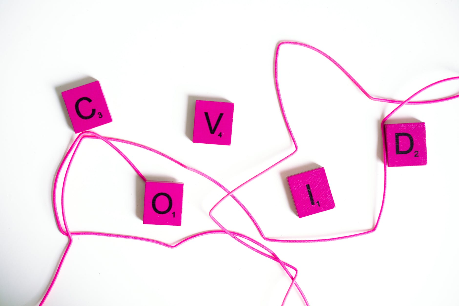 photo of scrabble letters spelling out "covid"