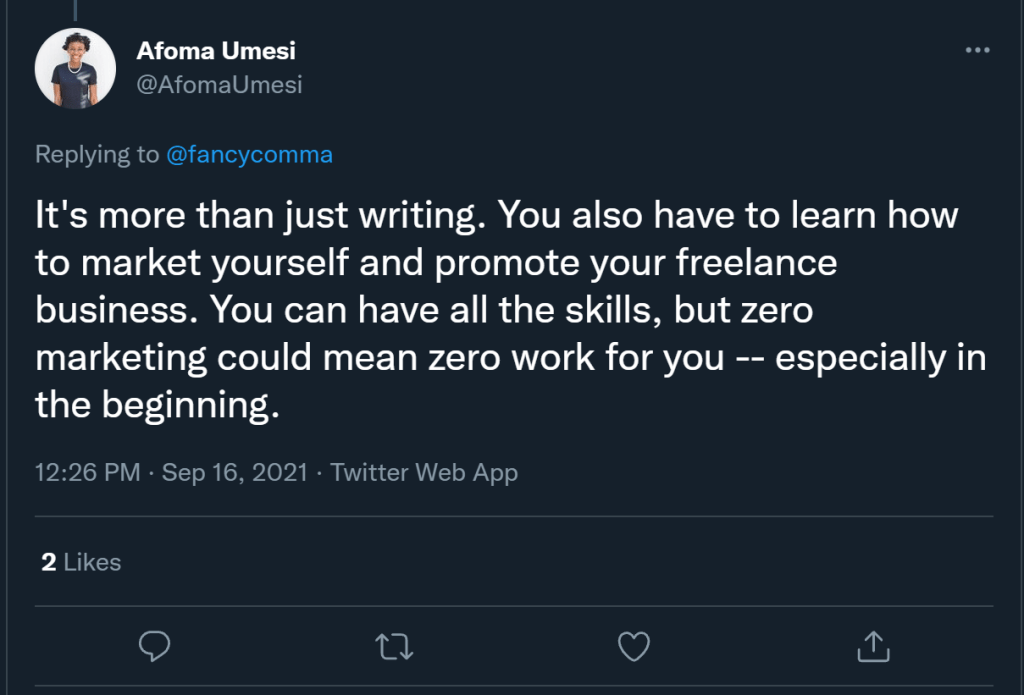 screenshot of tweet from afoma umesi