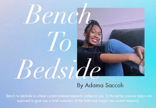 screenshot of the 'bench to bedside' section of adama saccoh's website, 'the catalyst in me'
