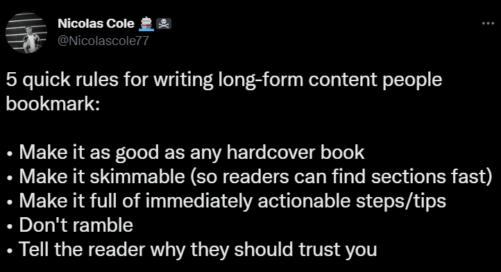 screenshot of tweet from nicolas cole