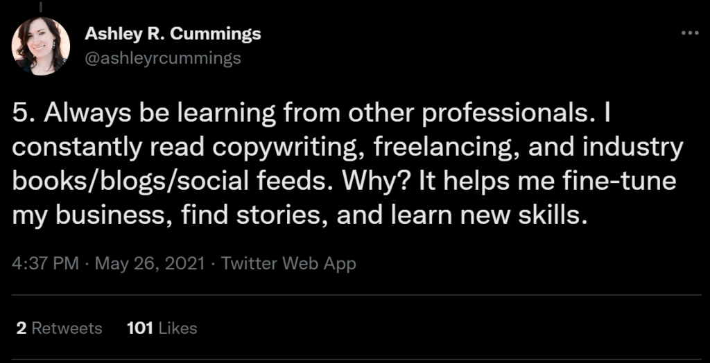 screenshot of tweet from ashley r. cummings