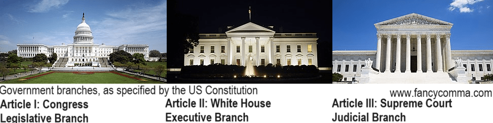 illustration of each branch of federal government as specified in the constitution.