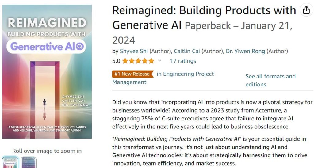 screenshot of book that sheeva helped publish in both physical and ebook form about generative ai that debuted at #1 new releases in MANY different subjects!