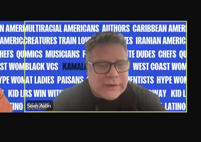 screenshot of harris-walz phonebank with sean astin