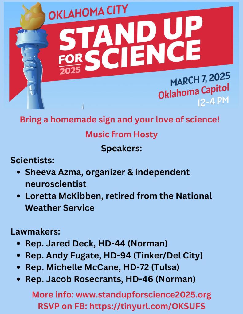 flyer of oklahoma city stand up for science 2025 rally