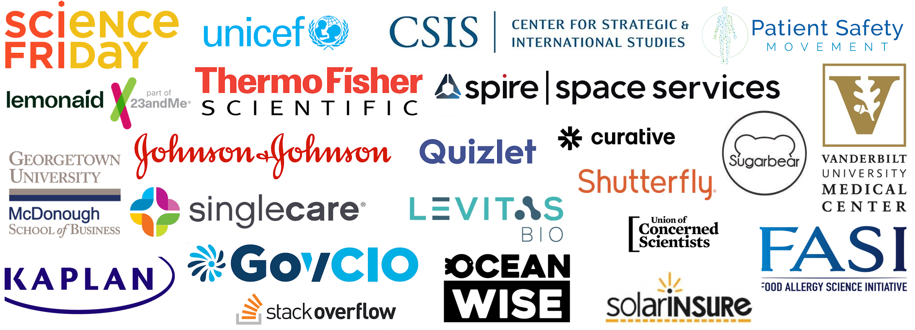 photo collage of client logos with whom fancy comma, llc has worked