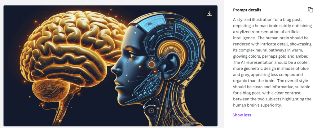illustration depicting a human brain and a robot