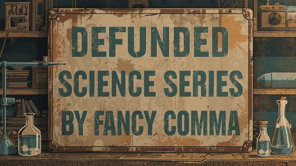 image that says "defunded science series by fancy comma"