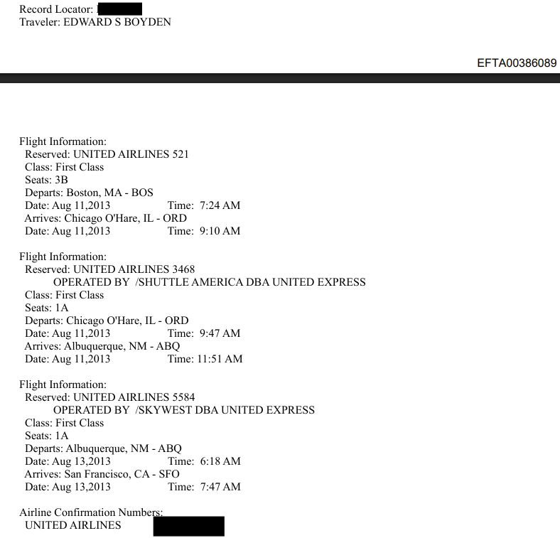 ed boyden's ticket to ABQ for a visit to jeffrey epstein's zorro ranch with colleague martin nowak