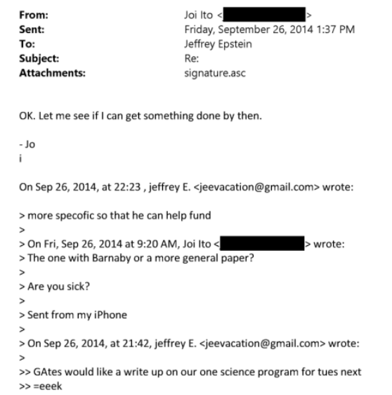 text of efta02712733 in the epstein files shows jeffrey epstein emailing joi ito to ask for a proposal on the mit one science initiative to show to bill gates so he can fund it