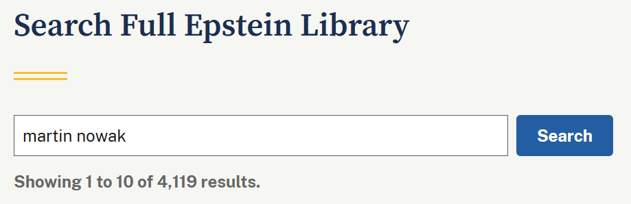 screenshot of martin nowak's 4,119 mentions in the Epstein files as of September 27, 2026